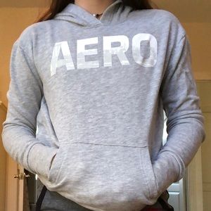 Grey Aeropostale hoodie with “ AERO” in the middle